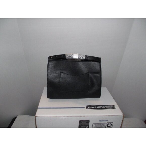 Crown & Ivy Black Vegan Leather Satchel Purse With Gold Accents & Polka Dots Sty - Picture 2 of 3